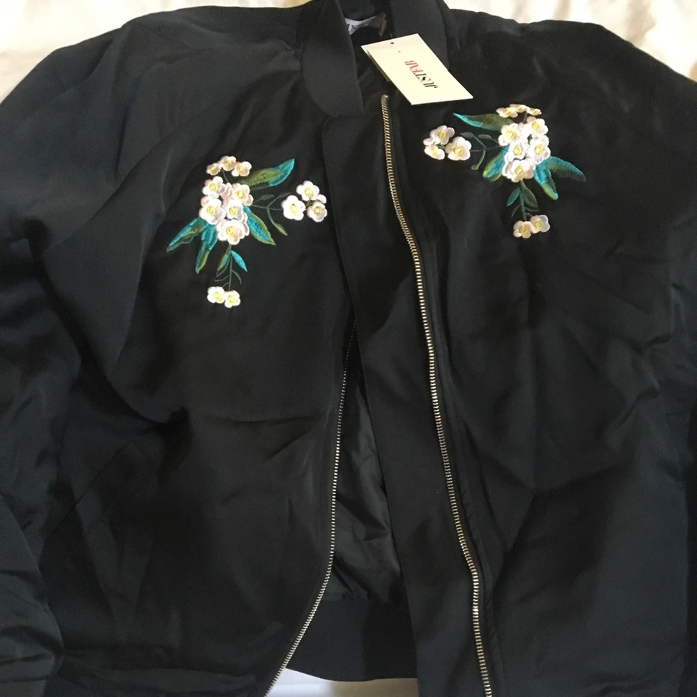 Black Embroidered Bomber